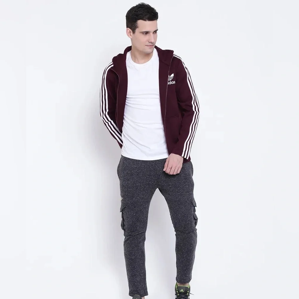 ADIDAS ESSENTIALS FRENCH TERRY 3-STRIPES FULL-ZIP HOODIE Men’s Medium